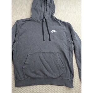 Nike Gray Hoodie Pullover Sweatshirt Embroidered Logo Vintage Distressed Medium